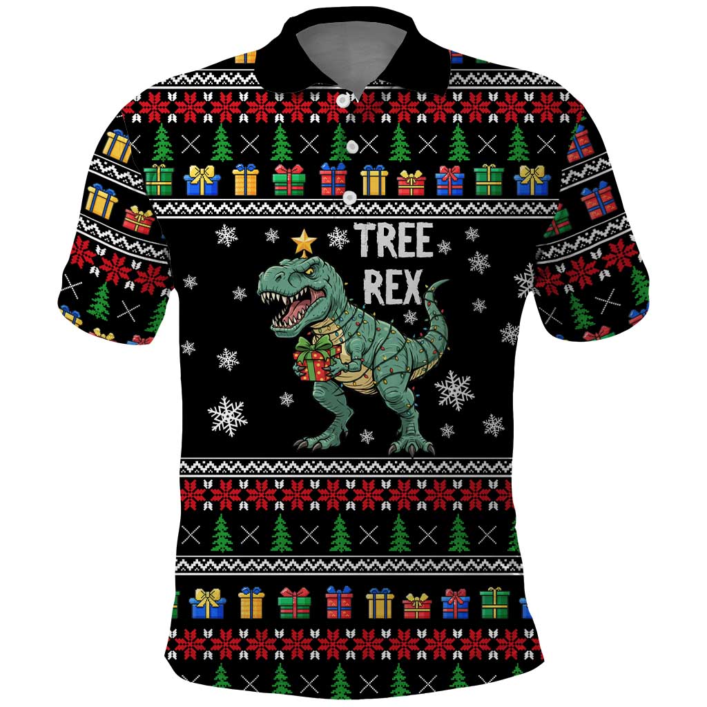Tree Rex Christmas Polo Shirt Xmas Holiday Patterns - Wonder Print Shop