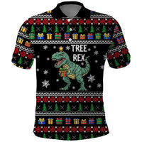 Tree Rex Christmas Polo Shirt Xmas Holiday Patterns - Wonder Print Shop
