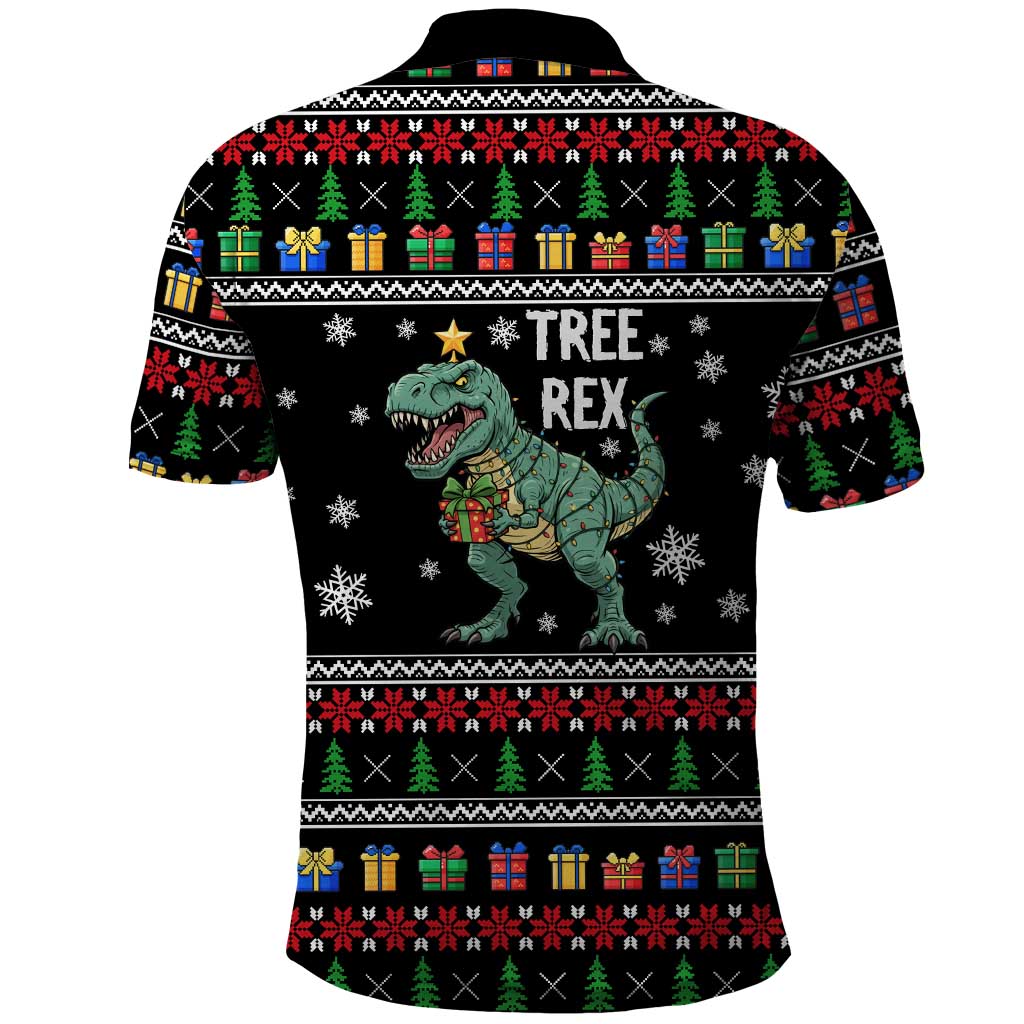 Tree Rex Christmas Polo Shirt Xmas Holiday Patterns - Wonder Print Shop