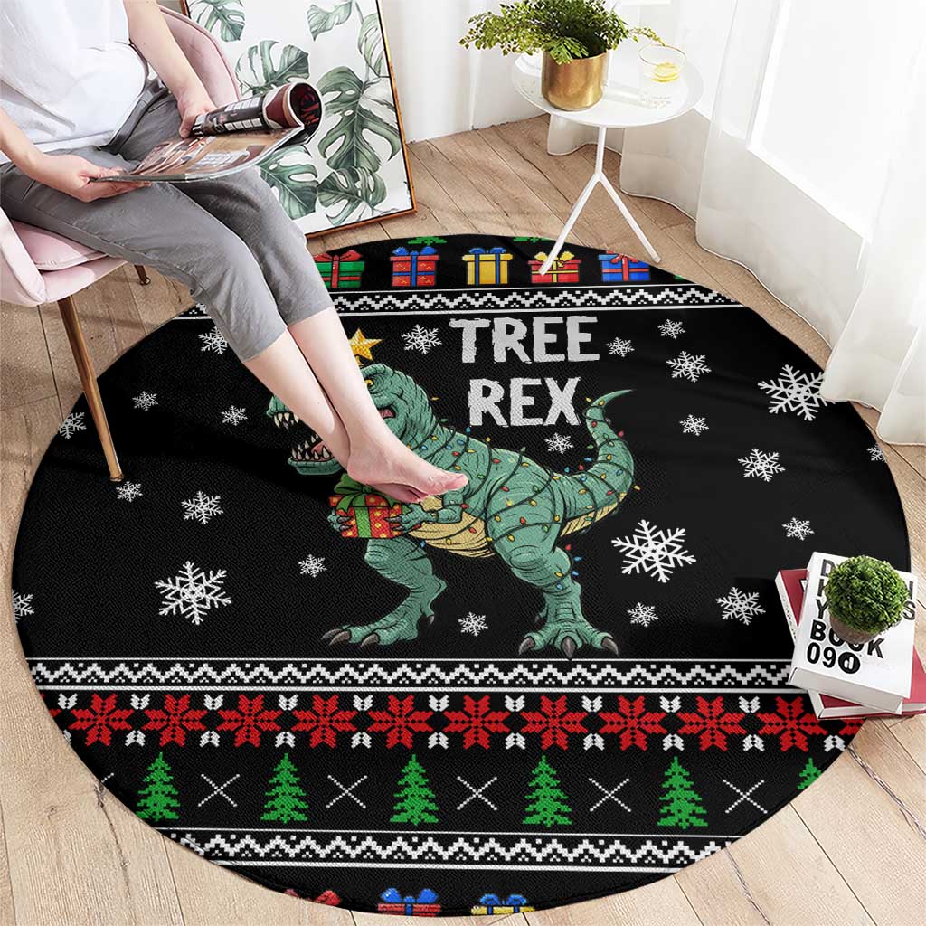 Tree Rex Christmas Round Carpet Xmas Holiday Patterns - Wonder Print Shop