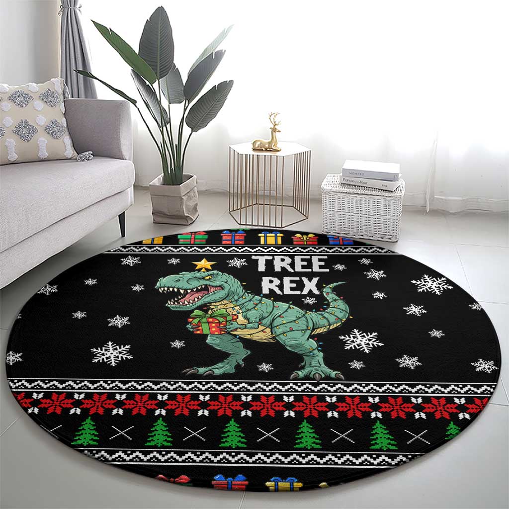 Tree Rex Christmas Round Carpet Xmas Holiday Patterns - Wonder Print Shop