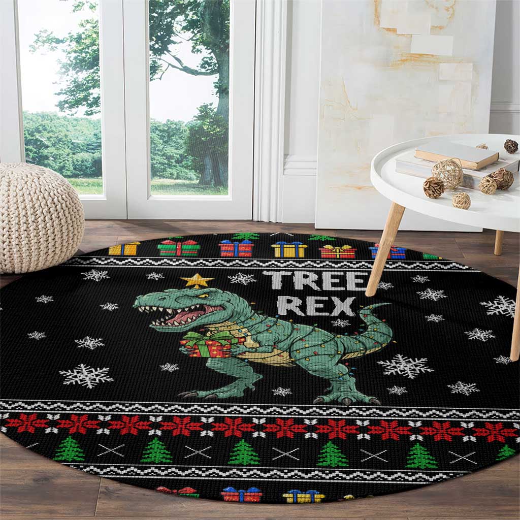 Tree Rex Christmas Round Carpet Xmas Holiday Patterns - Wonder Print Shop