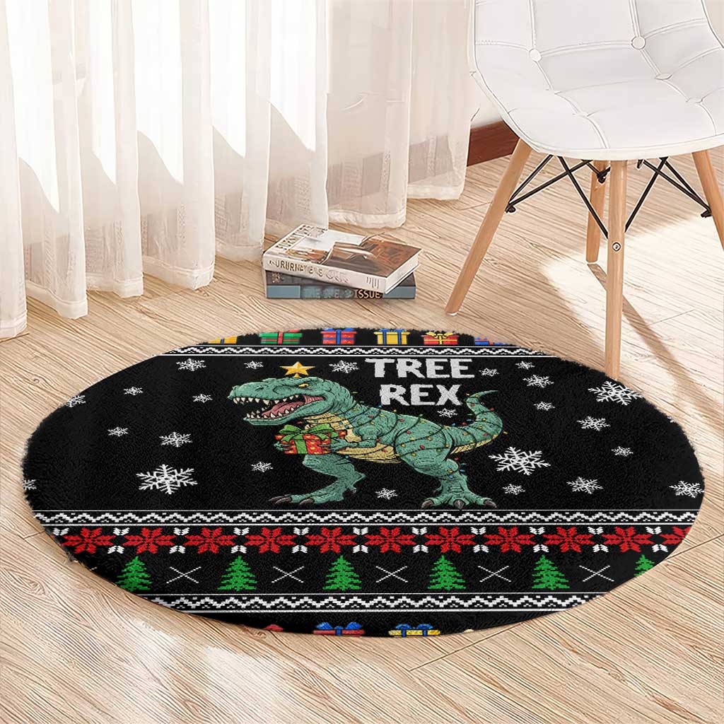 Tree Rex Christmas Round Carpet Xmas Holiday Patterns - Wonder Print Shop