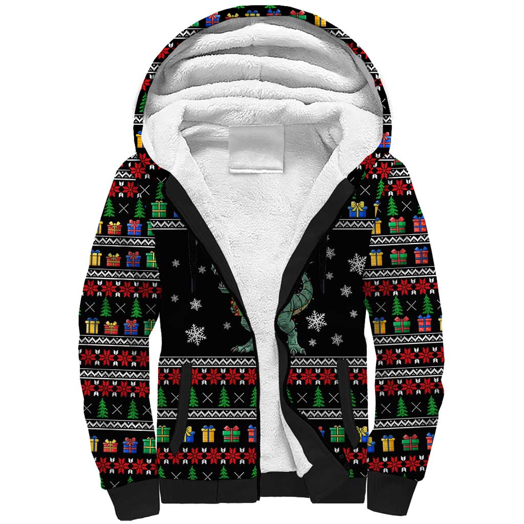 Tree Rex Christmas Sherpa Hoodie Xmas Holiday Patterns - Wonder Print Shop