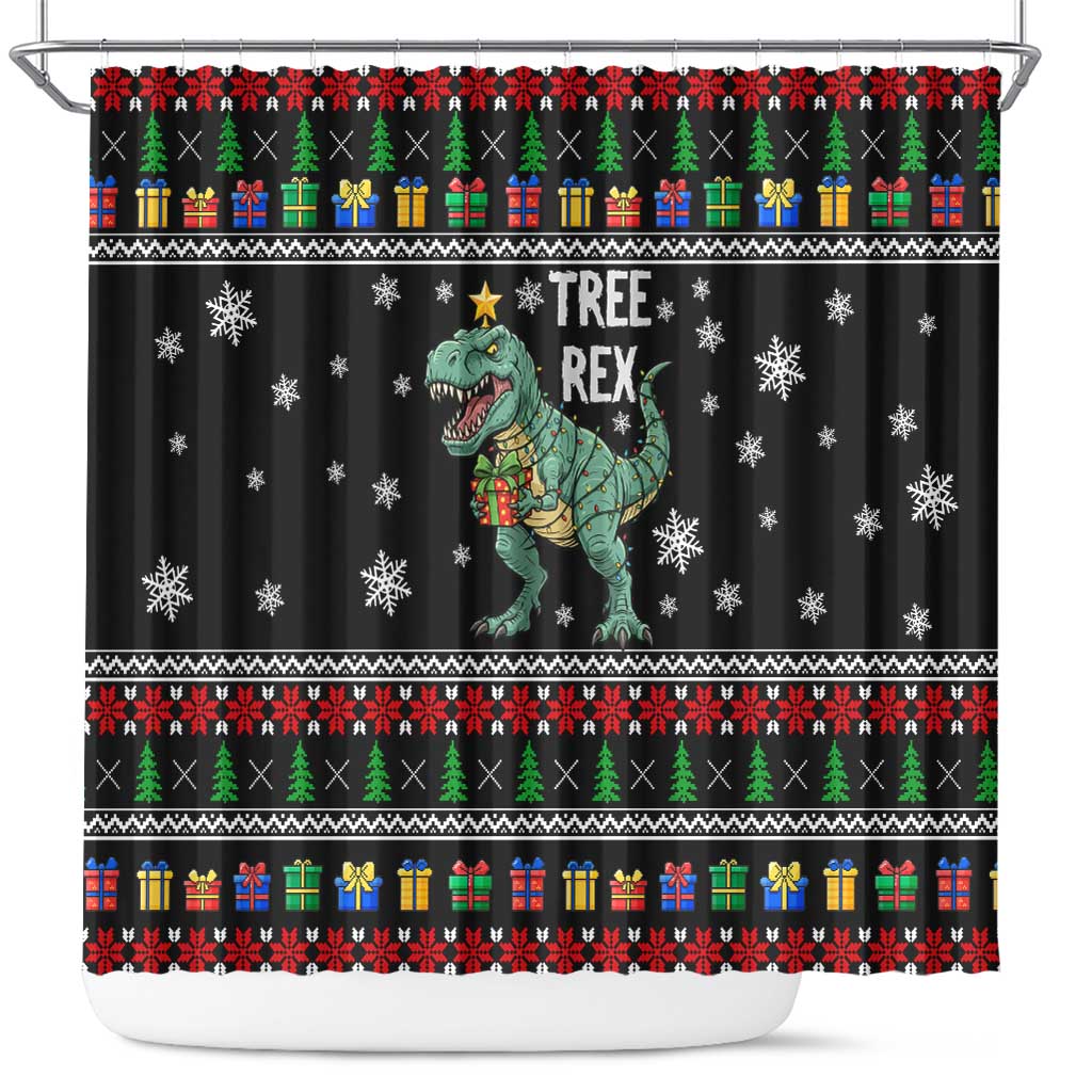 Tree Rex Christmas Shower Curtain Xmas Holiday Patterns - Wonder Print Shop