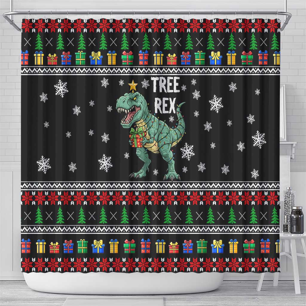 Tree Rex Christmas Shower Curtain Xmas Holiday Patterns - Wonder Print Shop