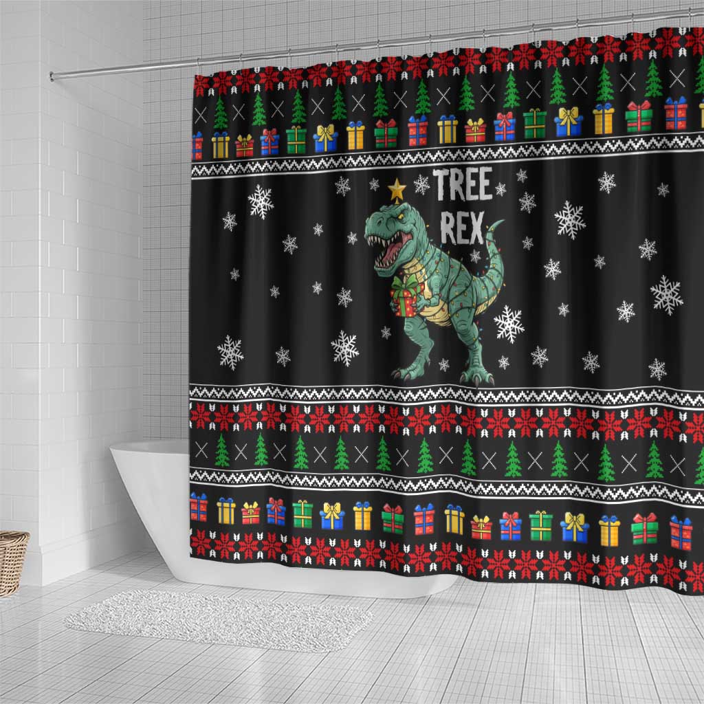 Tree Rex Christmas Shower Curtain Xmas Holiday Patterns - Wonder Print Shop