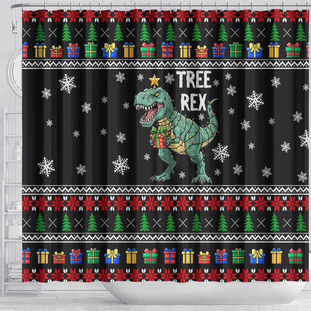 Tree Rex Christmas Shower Curtain Xmas Holiday Patterns - Wonder Print Shop