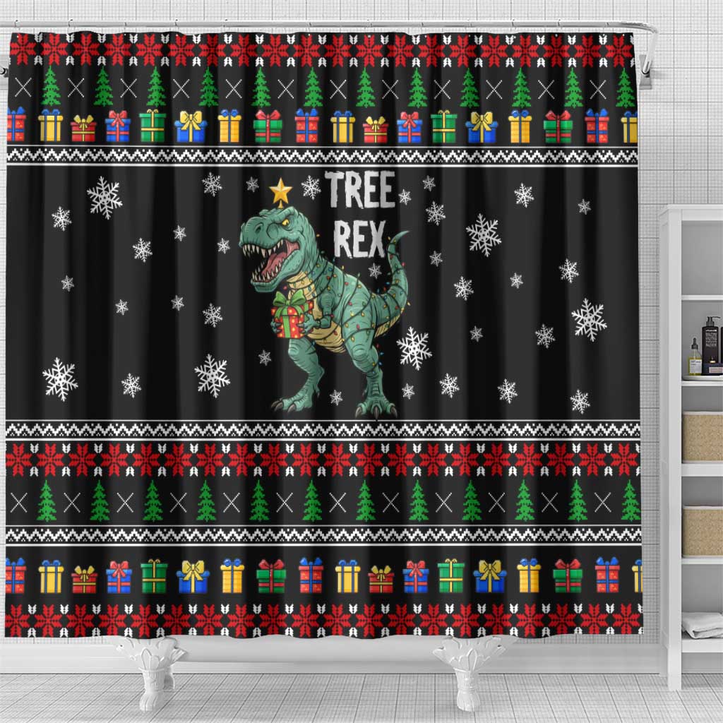 Tree Rex Christmas Shower Curtain Xmas Holiday Patterns - Wonder Print Shop