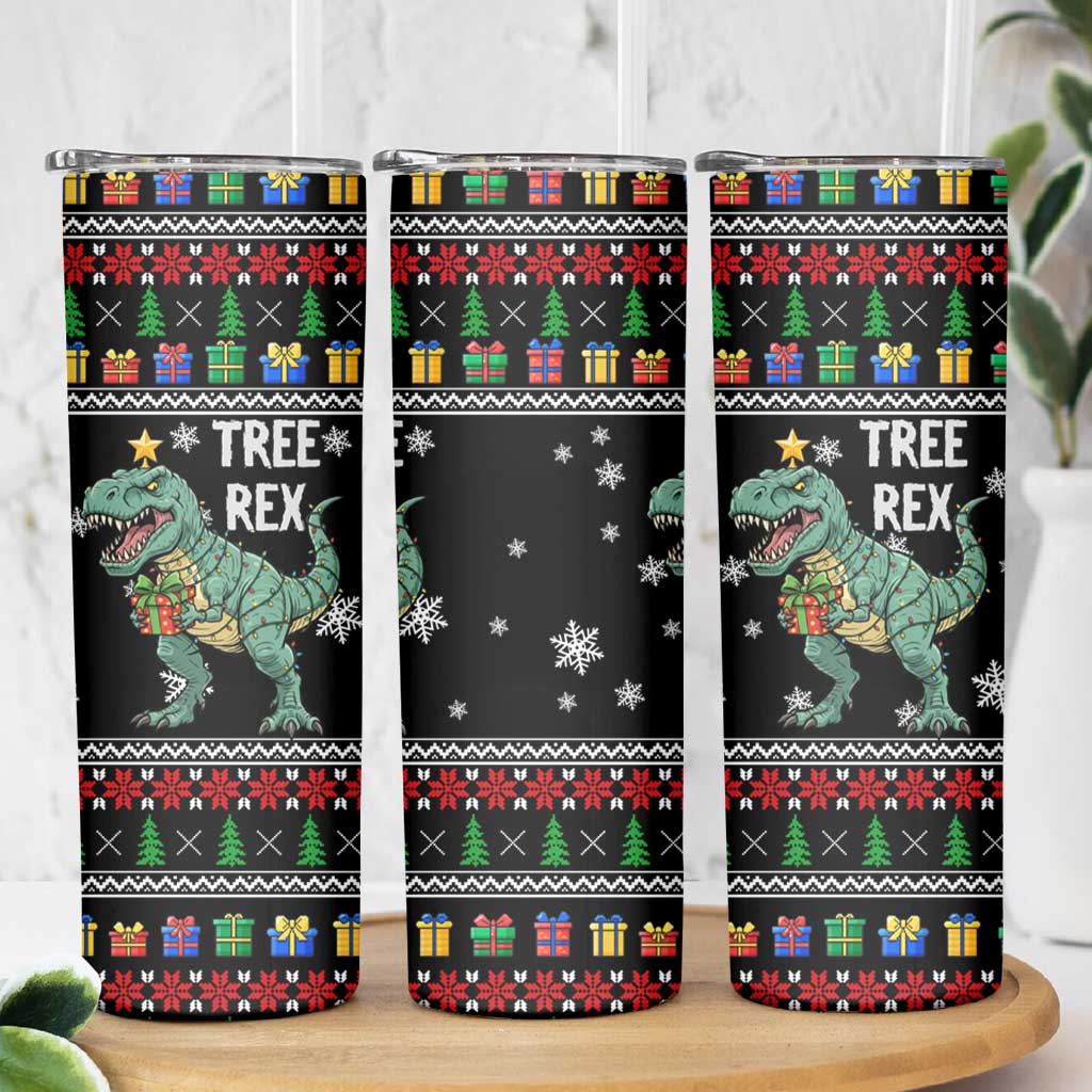 Tree Rex Christmas Skinny Tumbler Xmas Holiday Patterns - Wonder Print Shop