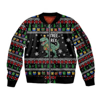 Tree Rex Christmas Sleeve Zip Bomber Jacket Xmas Holiday Patterns - Wonder Print Shop