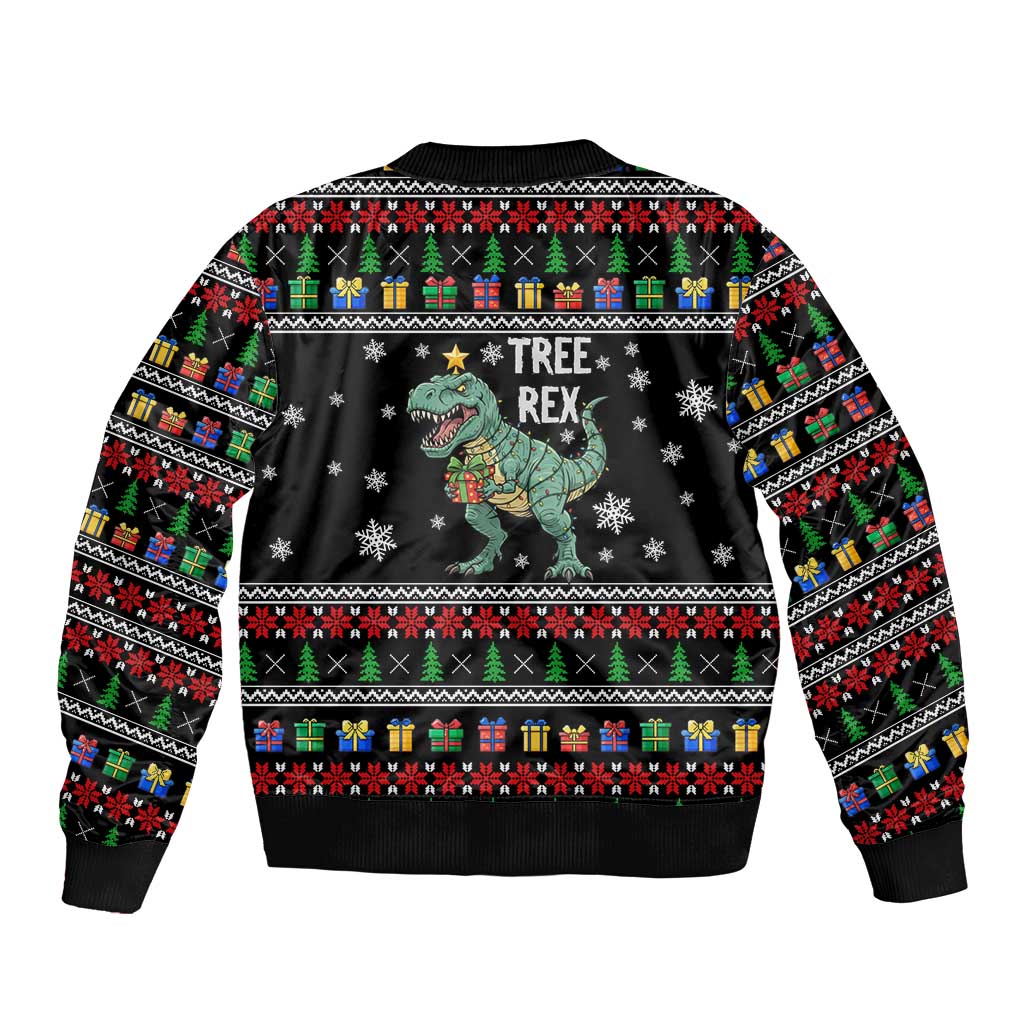 Tree Rex Christmas Sleeve Zip Bomber Jacket Xmas Holiday Patterns - Wonder Print Shop