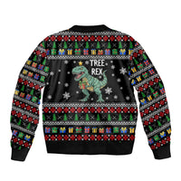 Tree Rex Christmas Sleeve Zip Bomber Jacket Xmas Holiday Patterns - Wonder Print Shop