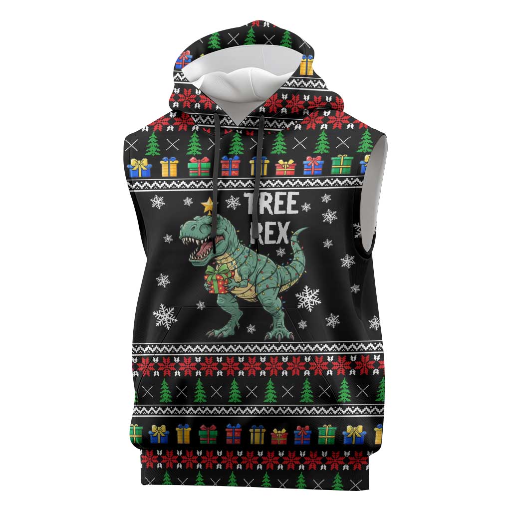 Tree Rex Christmas Sleeveless Hoodie Xmas Holiday Patterns - Wonder Print Shop
