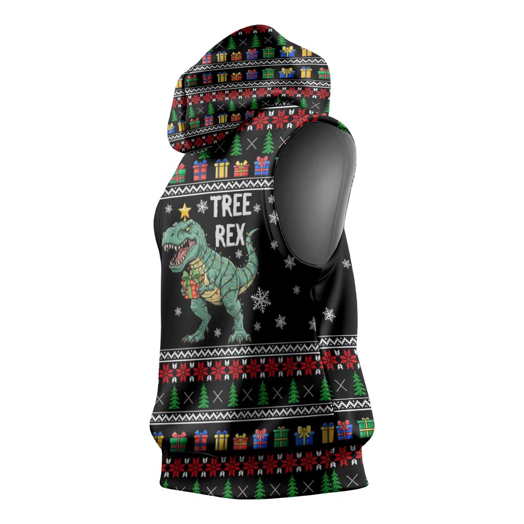 Tree Rex Christmas Sleeveless Hoodie Xmas Holiday Patterns - Wonder Print Shop