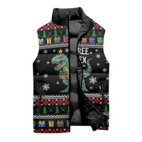 Tree Rex Christmas Sleeveless Puffer Jacket Xmas Holiday Patterns - Wonder Print Shop