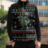 Tree Rex Christmas Sleeveless Puffer Jacket Xmas Holiday Patterns - Wonder Print Shop