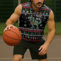 Tree Rex Christmas Sleeveless Zip Hoodie Xmas Holiday Patterns - Wonder Print Shop
