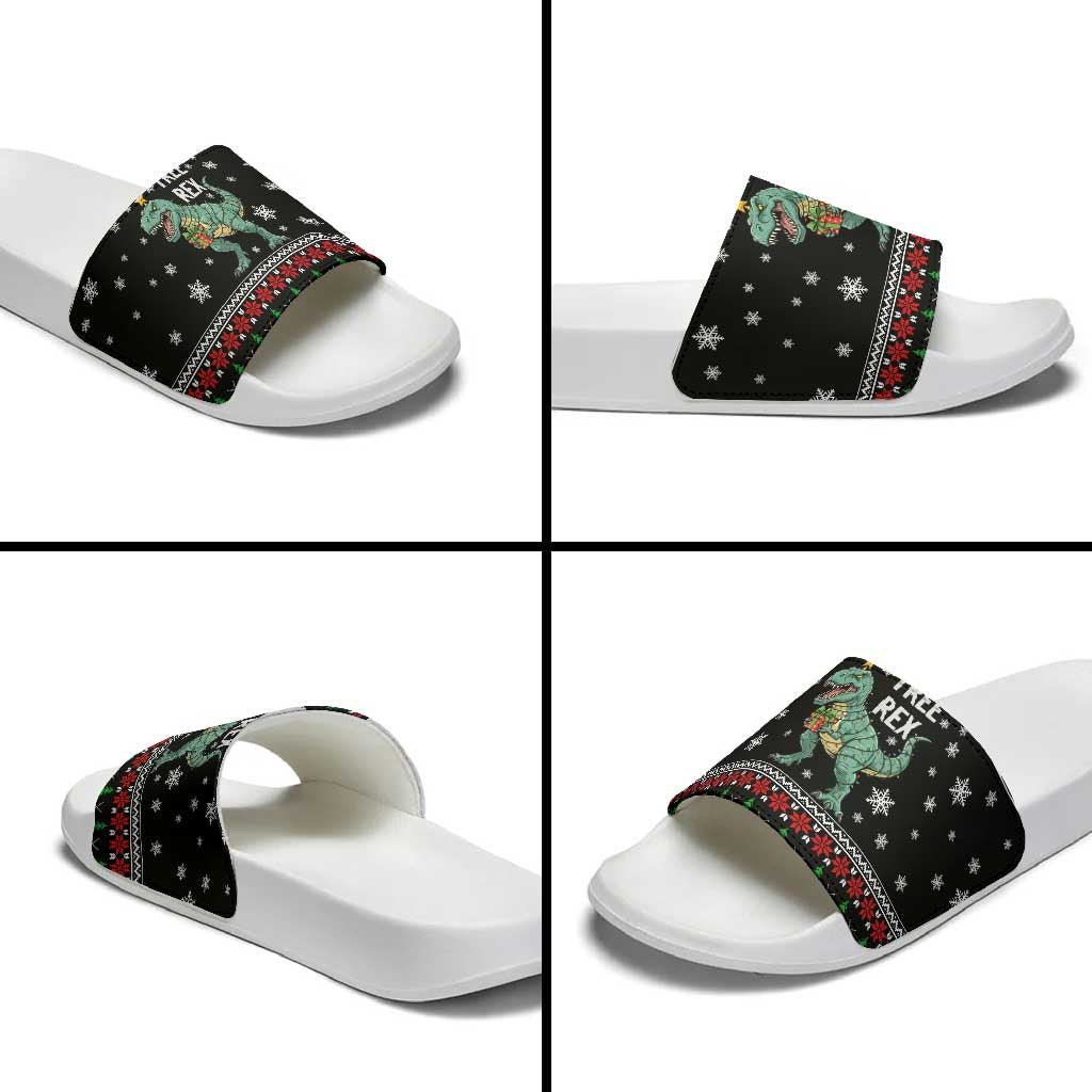 Tree Rex Christmas Slide Sandals Xmas Holiday Patterns - Wonder Print Shop