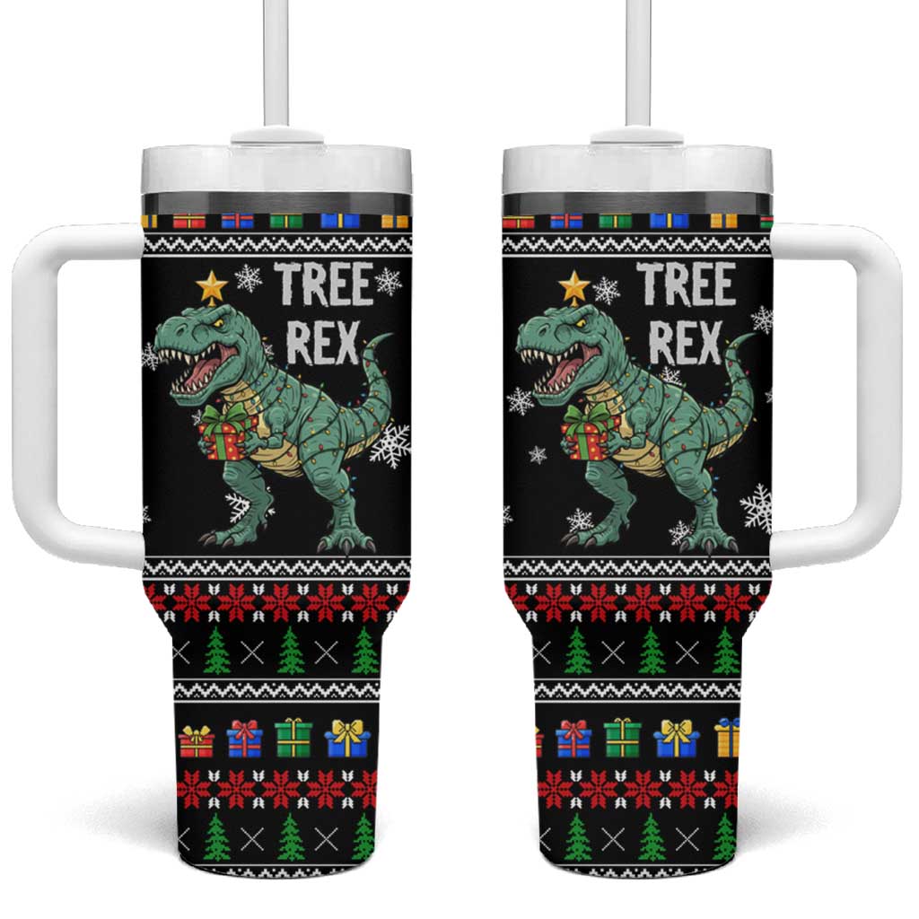Tree Rex Christmas Tumbler With Handle Xmas Holiday Patterns - Wonder Print Shop