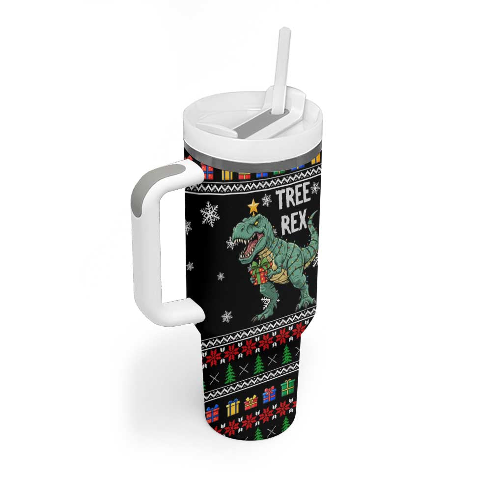 Tree Rex Christmas Tumbler With Handle Xmas Holiday Patterns - Wonder Print Shop