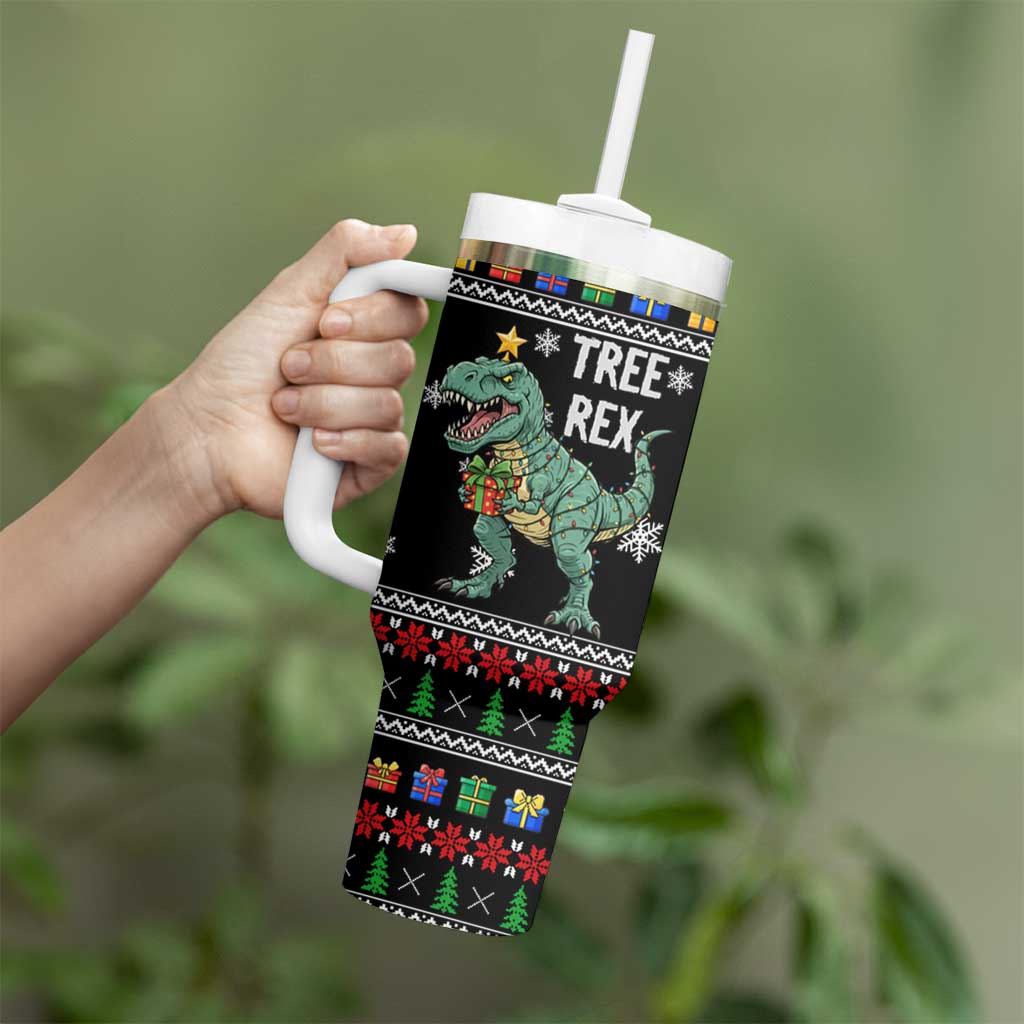 Tree Rex Christmas Tumbler With Handle Xmas Holiday Patterns - Wonder Print Shop