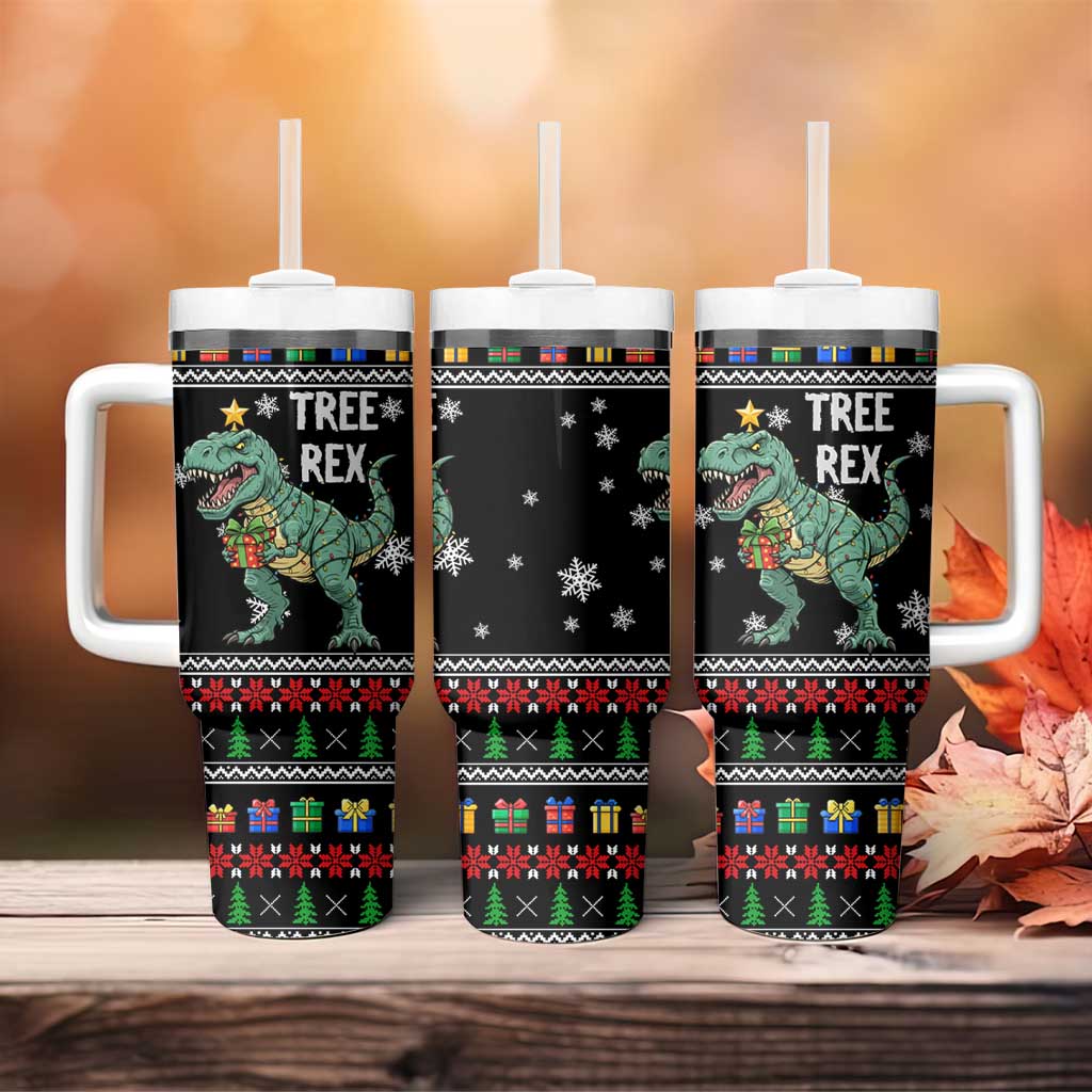Tree Rex Christmas Tumbler With Handle Xmas Holiday Patterns - Wonder Print Shop
