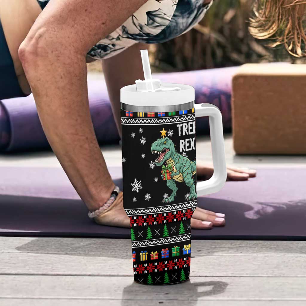 Tree Rex Christmas Tumbler With Handle Xmas Holiday Patterns - Wonder Print Shop