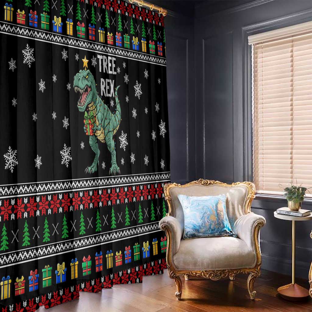Tree Rex Christmas Window Curtain Xmas Holiday Patterns - Wonder Print Shop