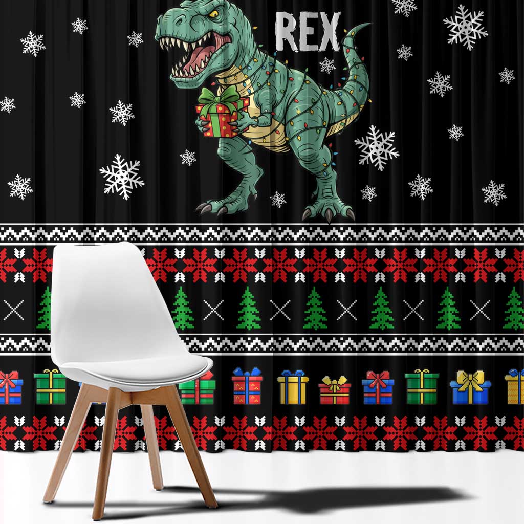 Tree Rex Christmas Window Curtain Xmas Holiday Patterns - Wonder Print Shop