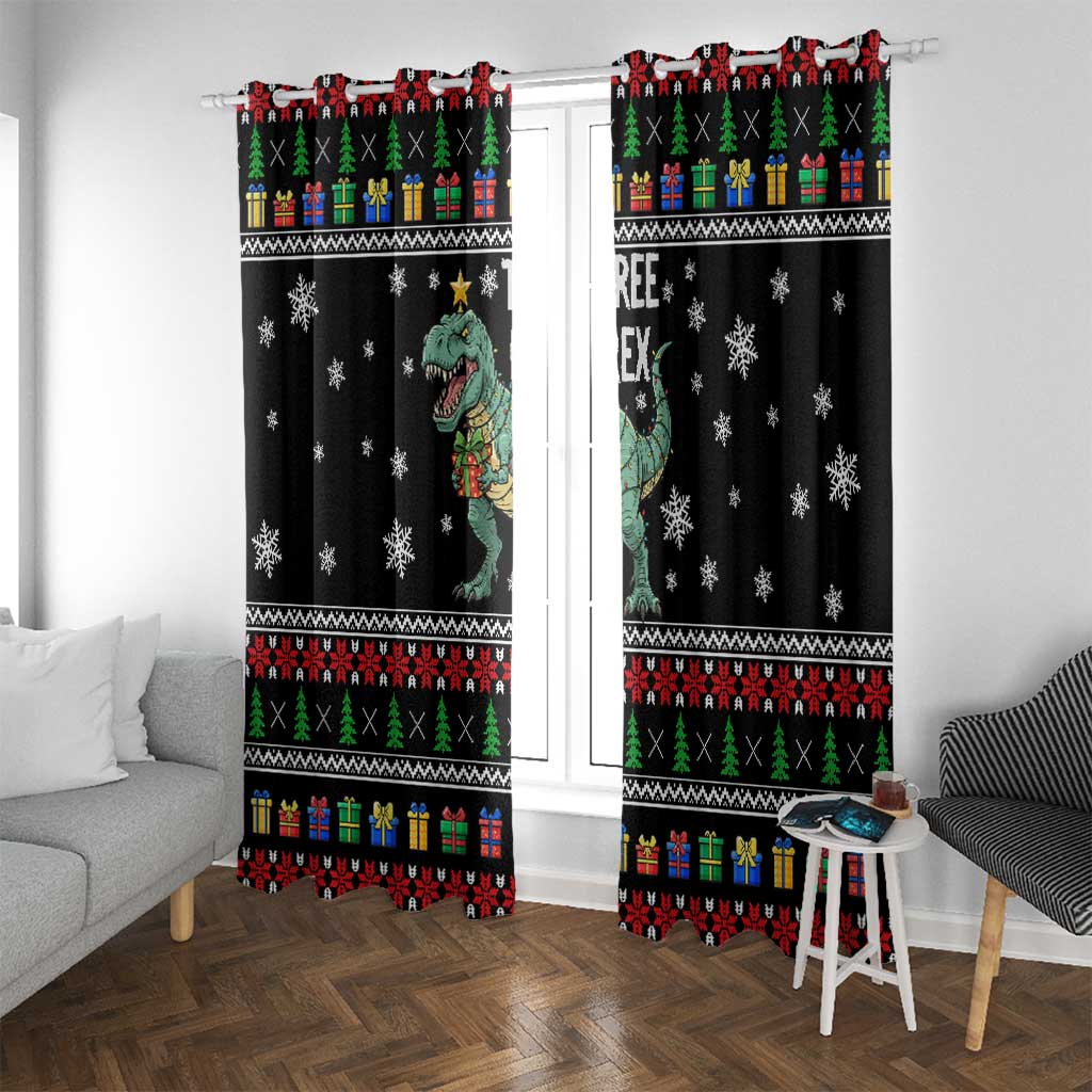 Tree Rex Christmas Window Curtain Xmas Holiday Patterns - Wonder Print Shop