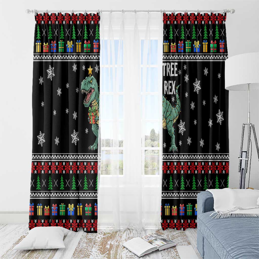 Tree Rex Christmas Window Curtain Xmas Holiday Patterns - Wonder Print Shop