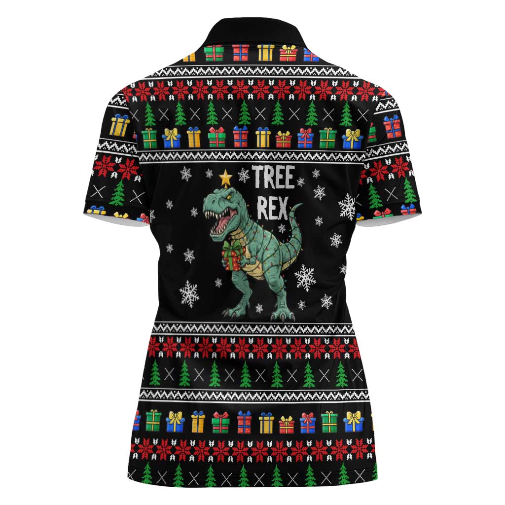 Tree Rex Christmas Women Polo Shirt Xmas Holiday Patterns - Wonder Print Shop
