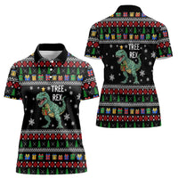 Tree Rex Christmas Women Polo Shirt Xmas Holiday Patterns - Wonder Print Shop