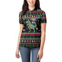 Tree Rex Christmas Women Polo Shirt Xmas Holiday Patterns - Wonder Print Shop
