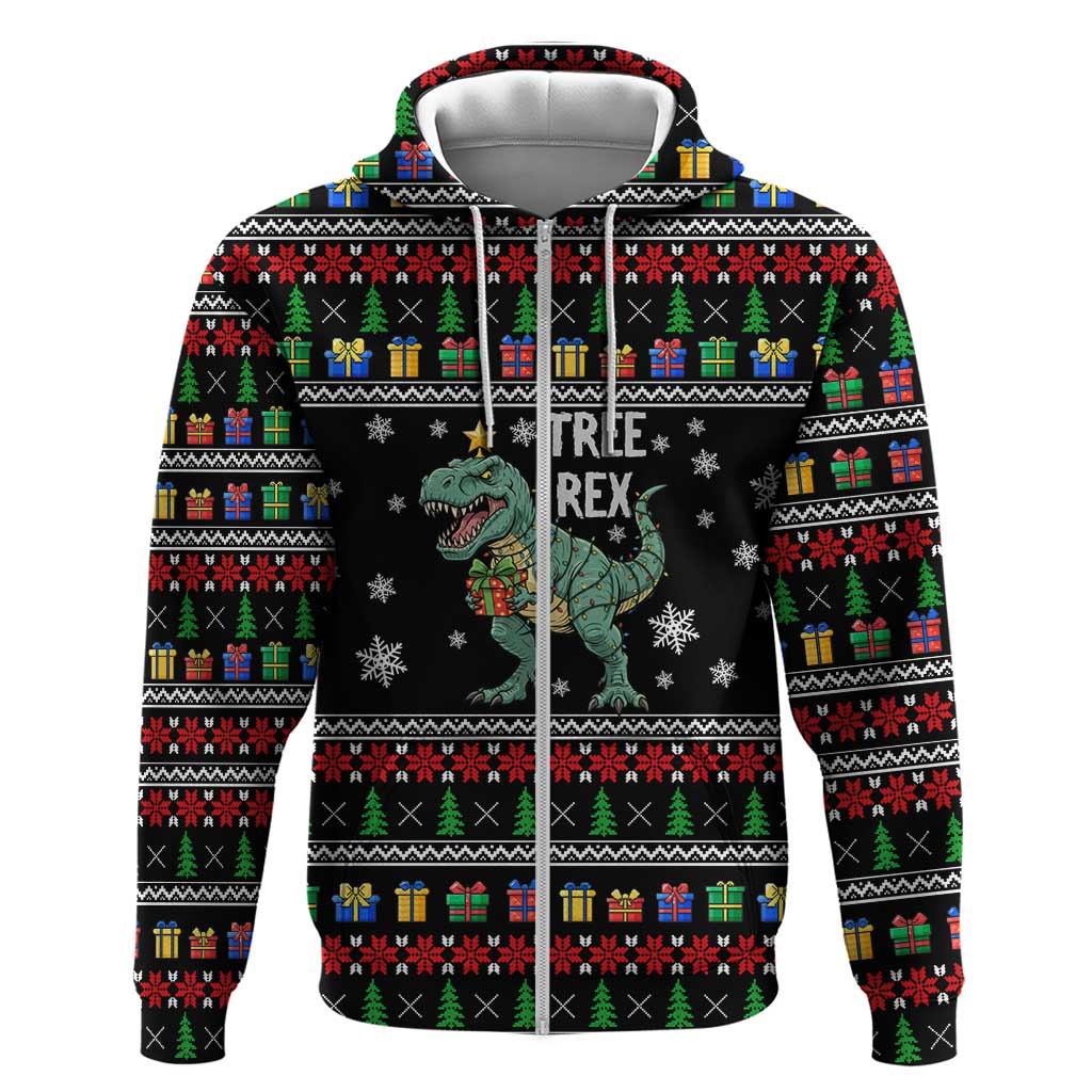 Tree Rex Christmas Zip Hoodie Xmas Holiday Patterns - Wonder Print Shop