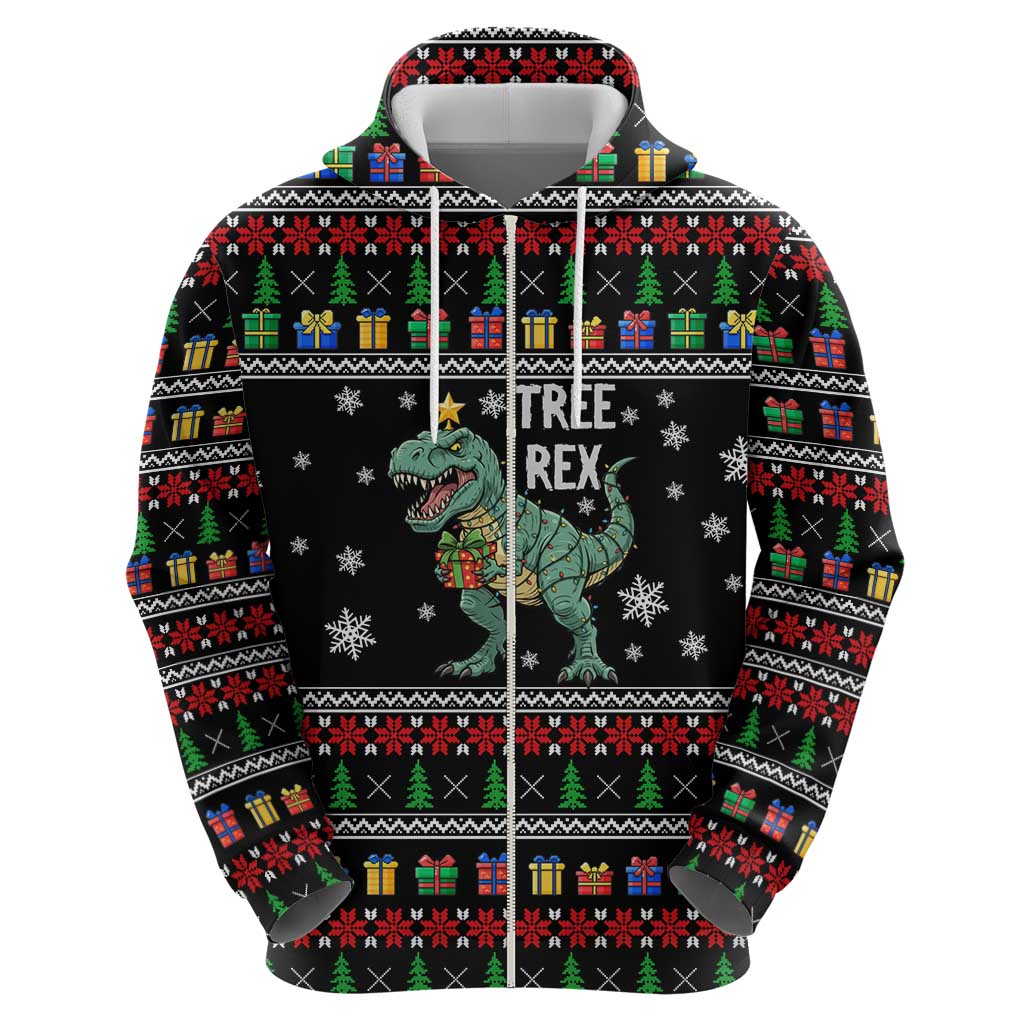 Tree Rex Christmas Zip Hoodie Xmas Holiday Patterns - Wonder Print Shop