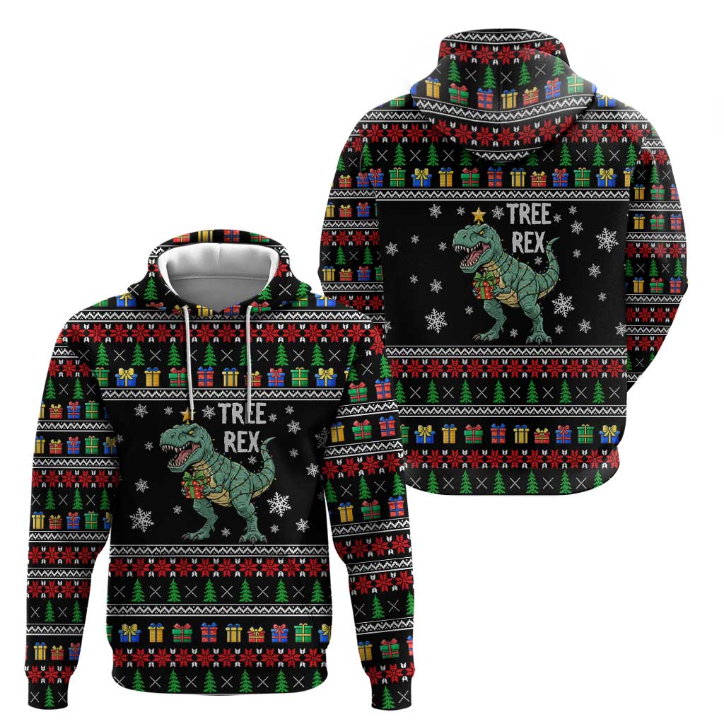 Tree Rex Christmas Zip Hoodie Xmas Holiday Patterns - Wonder Print Shop