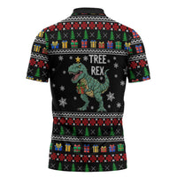 Tree Rex Christmas Zipper Polo Shirt Xmas Holiday Patterns - Wonder Print Shop