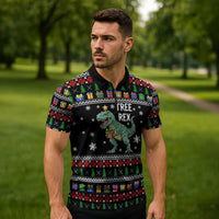 Tree Rex Christmas Zipper Polo Shirt Xmas Holiday Patterns - Wonder Print Shop