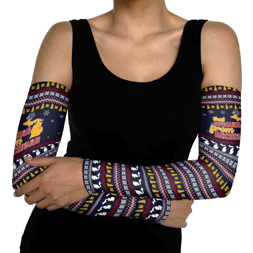That Woman From Michigan Christmas Arm Sleeves Xmas Holiday Patterns - Wonder Print Shop