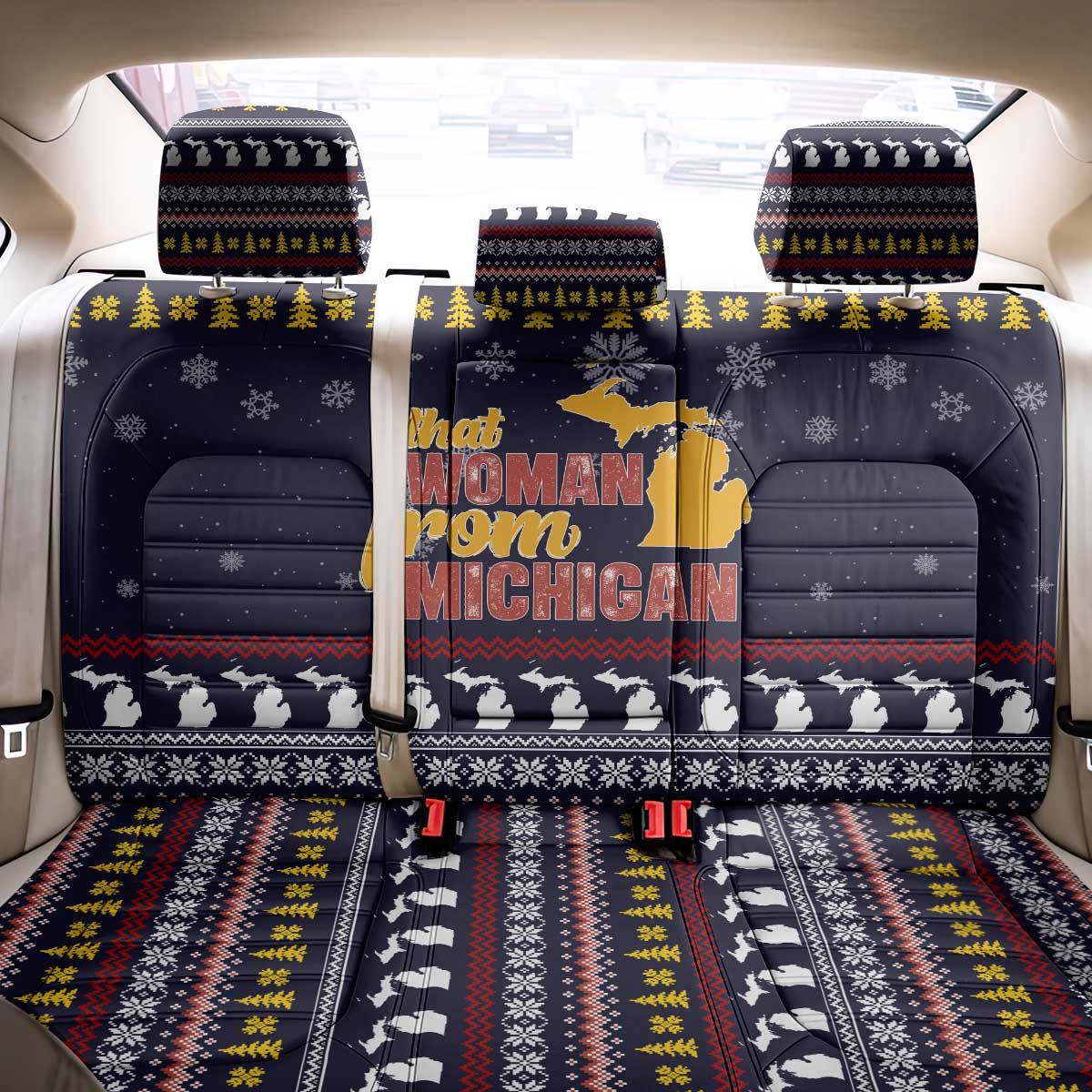 That Woman From Michigan Christmas Back Car Seat Cover Xmas Holiday Patterns - Wonder Print Shop