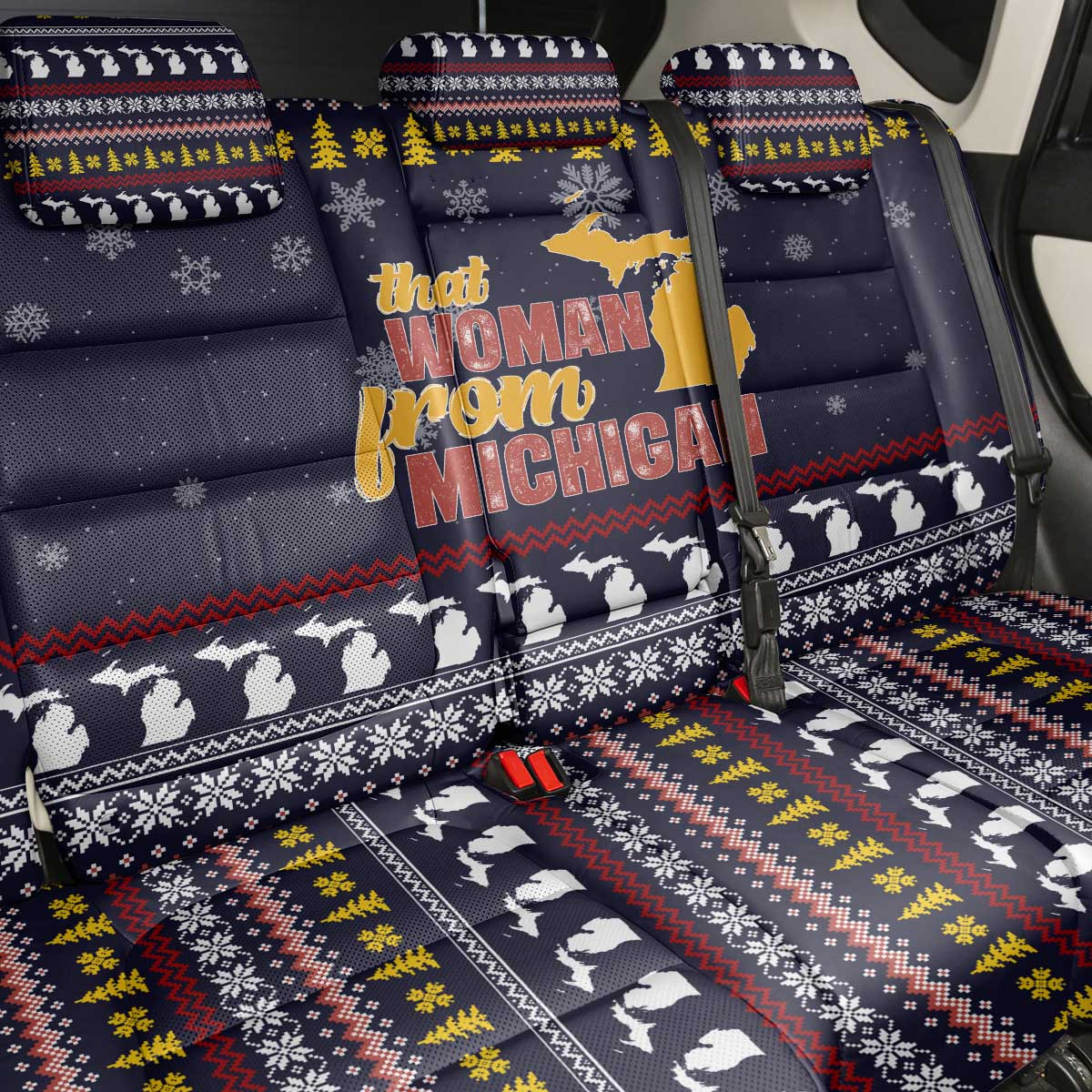 That Woman From Michigan Christmas Back Car Seat Cover Xmas Holiday Patterns - Wonder Print Shop