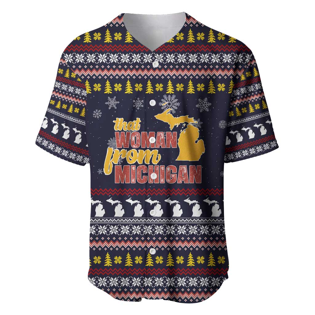 That Woman From Michigan Christmas Baseball Jersey Xmas Holiday Patterns - Wonder Print Shop