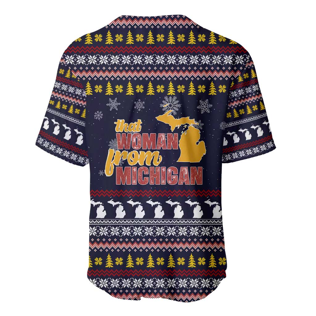 That Woman From Michigan Christmas Baseball Jersey Xmas Holiday Patterns - Wonder Print Shop