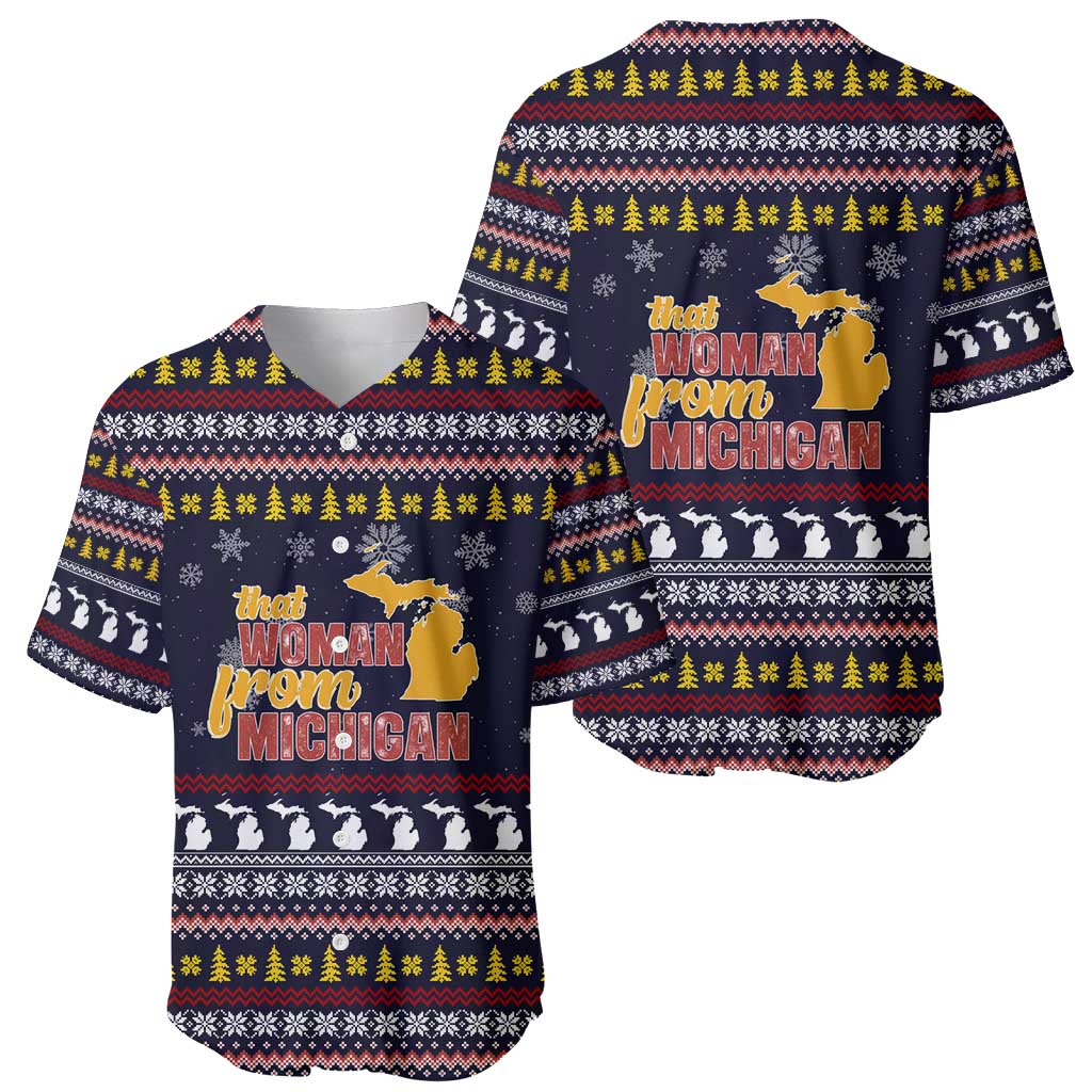 That Woman From Michigan Christmas Baseball Jersey Xmas Holiday Patterns - Wonder Print Shop