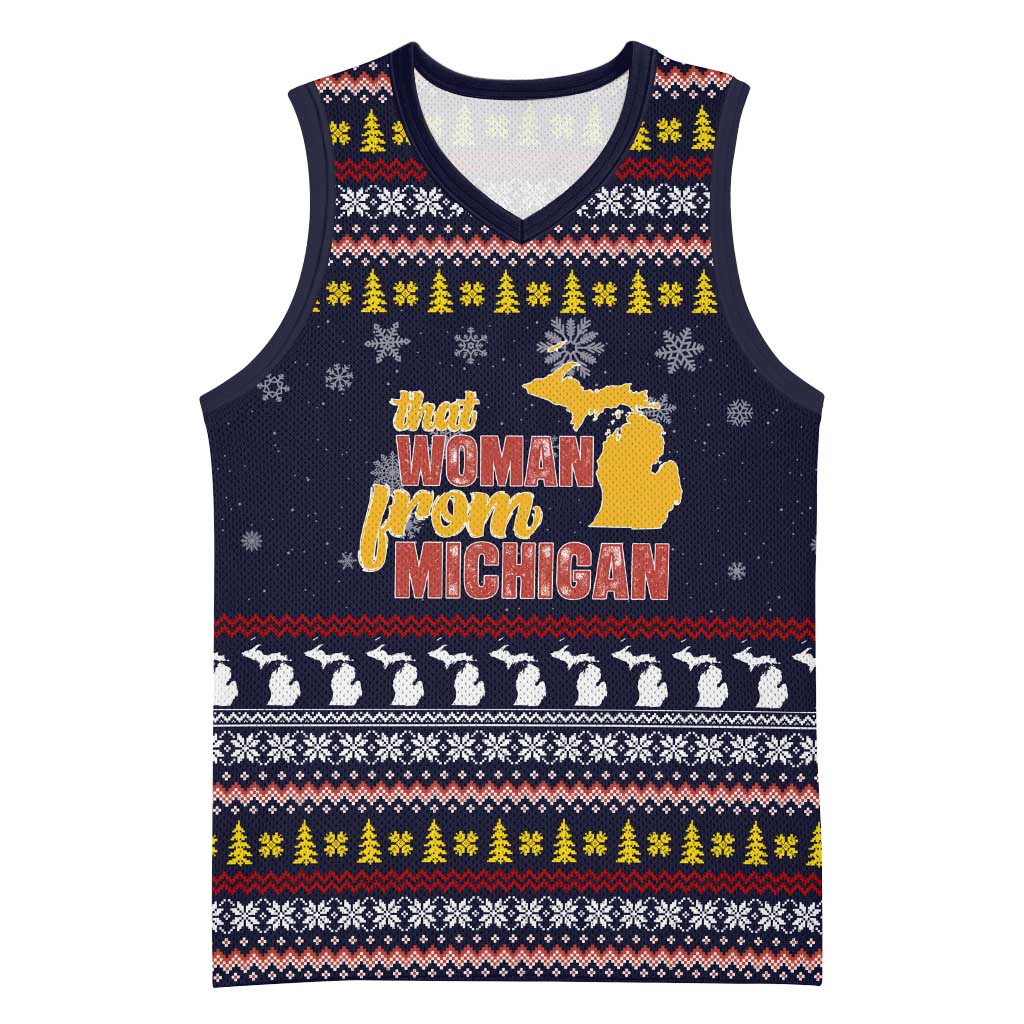 That Woman From Michigan Christmas Basketball Jersey Xmas Holiday Patterns - Wonder Print Shop