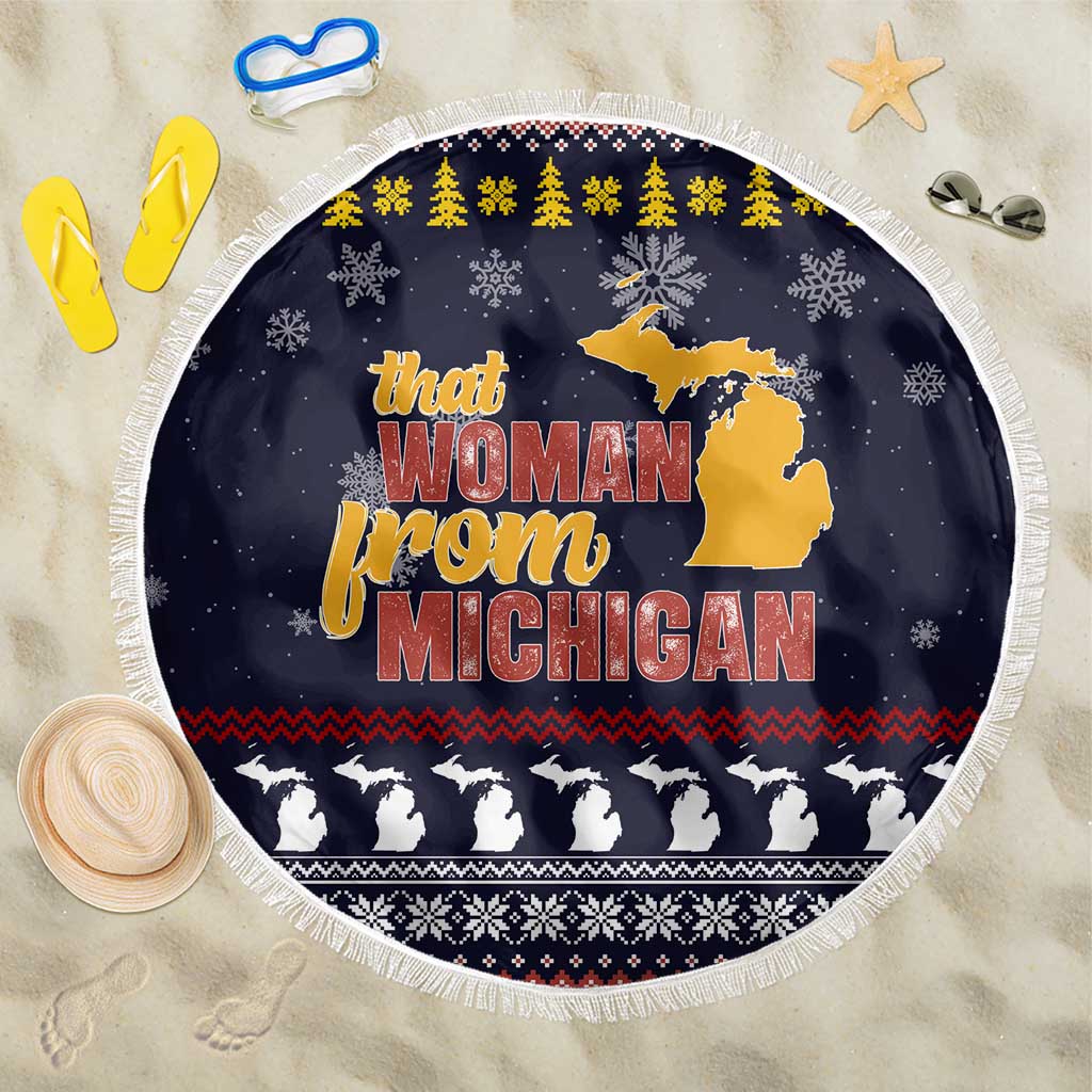 That Woman From Michigan Christmas Beach Blanket Xmas Holiday Patterns - Wonder Print Shop