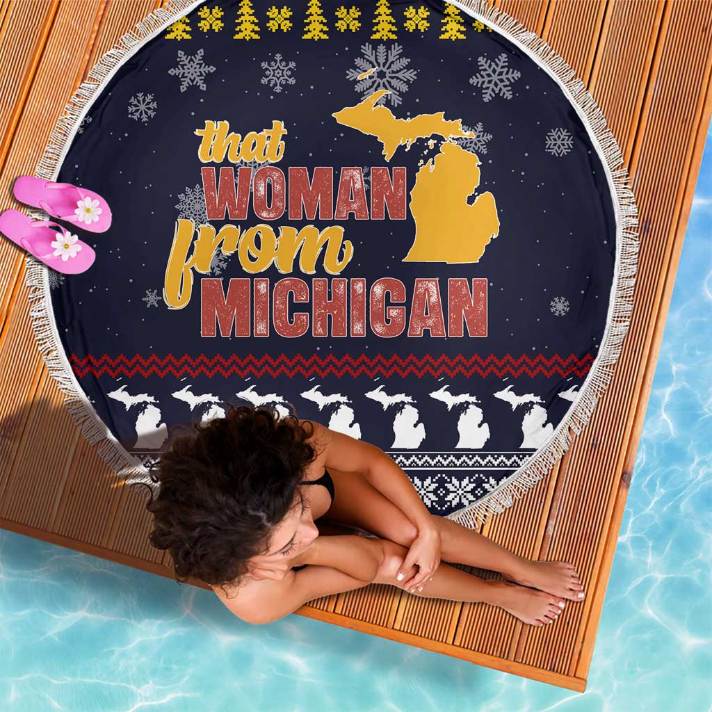That Woman From Michigan Christmas Beach Blanket Xmas Holiday Patterns - Wonder Print Shop