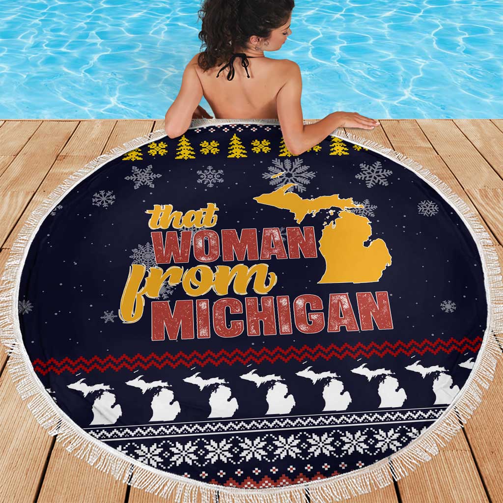 That Woman From Michigan Christmas Beach Blanket Xmas Holiday Patterns - Wonder Print Shop